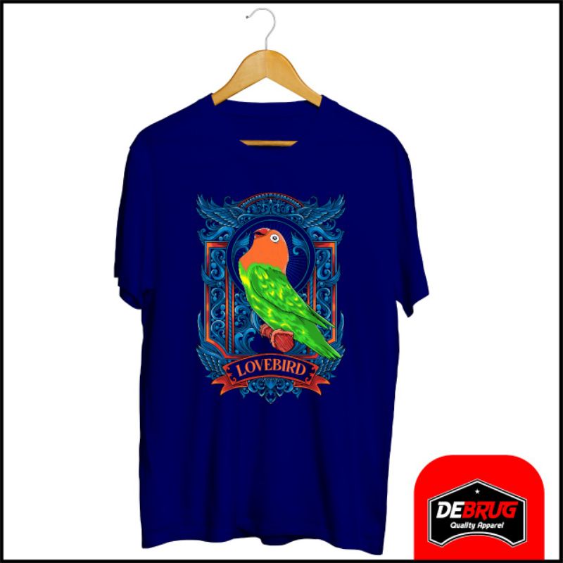 kaos burung lovebird/baju pria kicau mania lovebird bahan katun combed kualitas distro premium