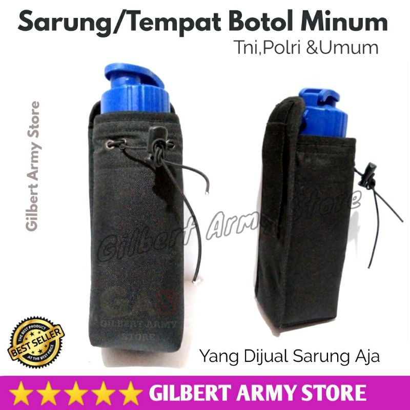 Sarung Tempat Botol Minum Hitam style Tni Polri cordura Kuat awet Gilbert Army Store Grosir Army