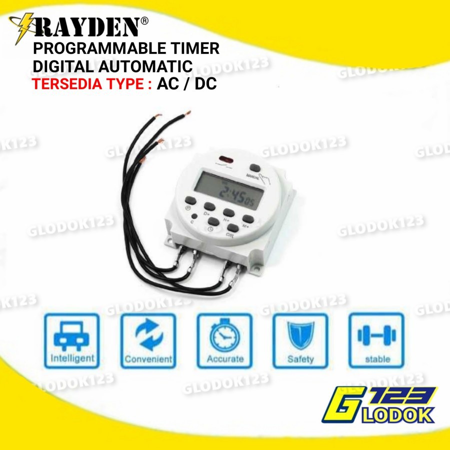 Digital Timer 16A AC220V DC 12V Saklar Otomatis ON OFF Listrik CN101A