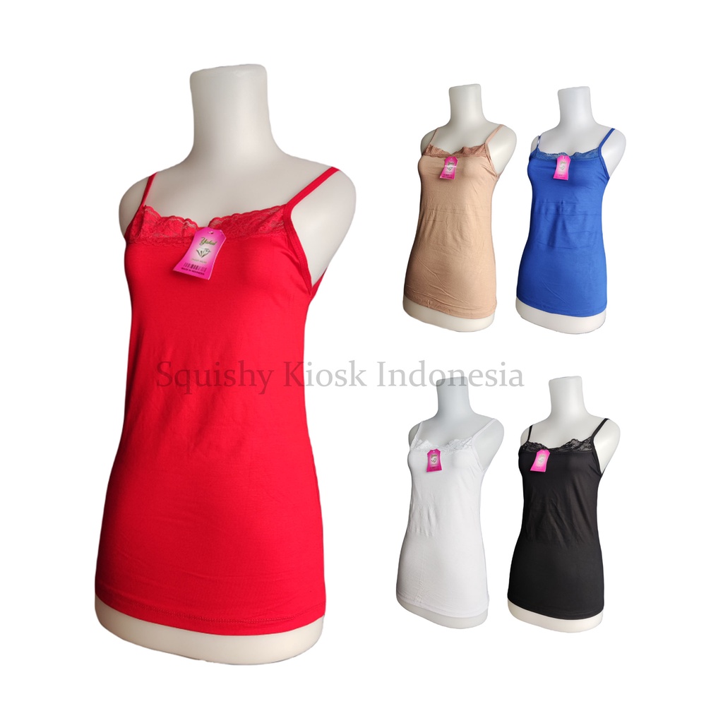 Tank Top Tanktop Wanita Tali Kecil Renda Polos Warna Bahan Rayon Super All Size dan Jumbo