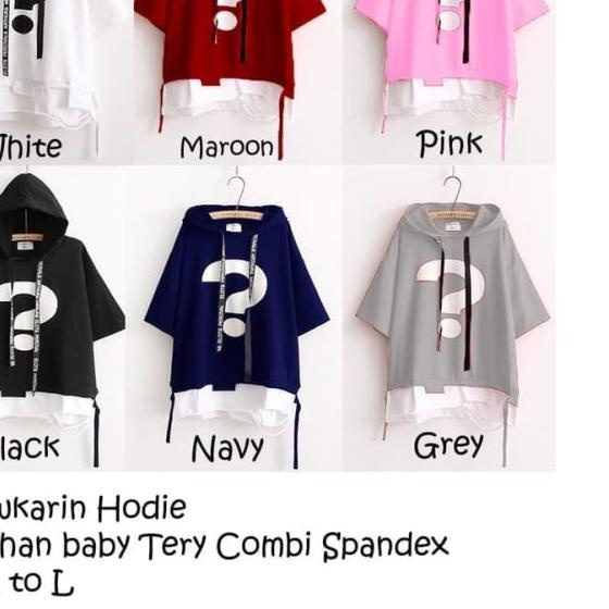 ➹ AWKARIN HOODIE PINK BAJU ATASAN SWEATER WANITA LENGAN 3/4 PAKAIAN - Putih ♦