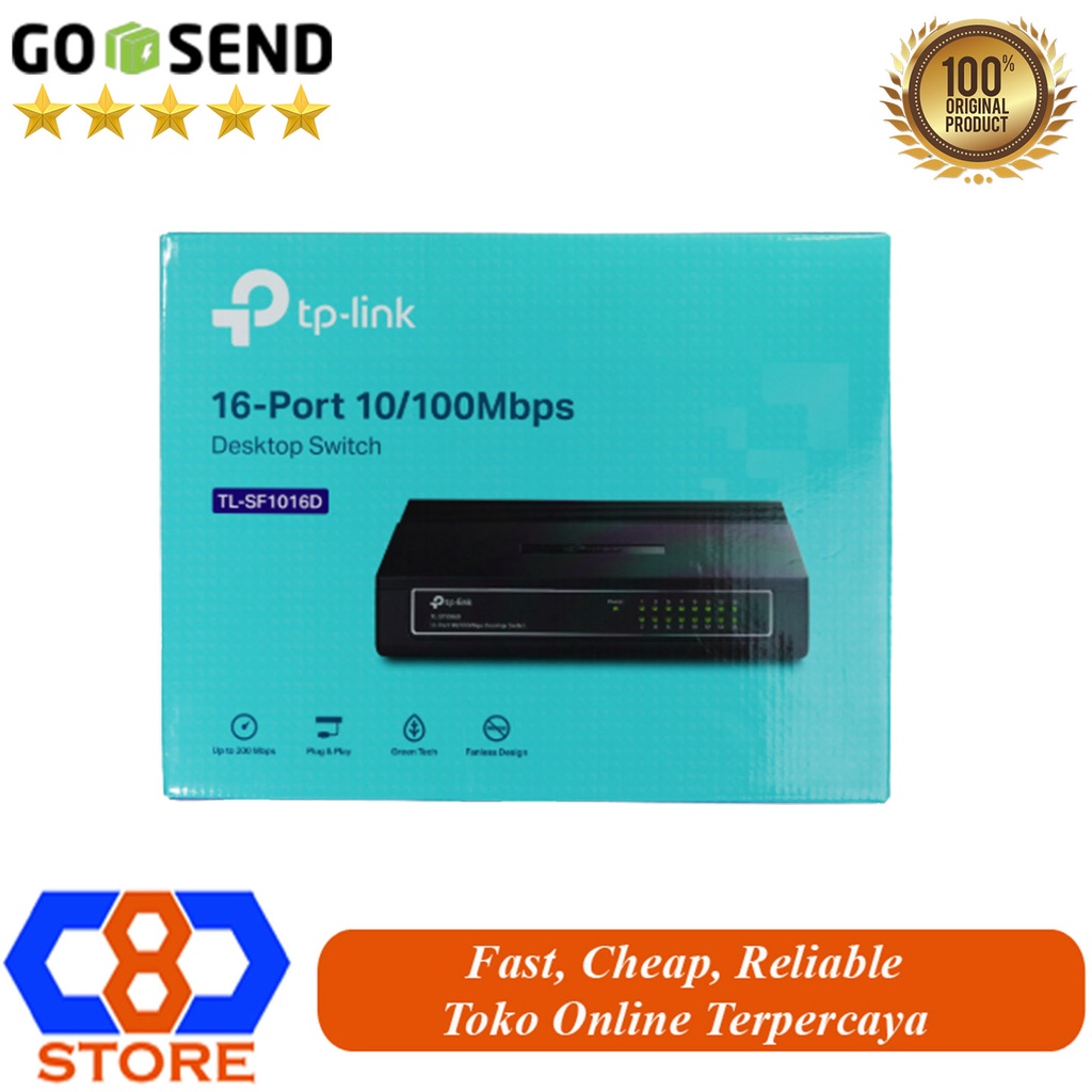 SWITCH TP-LINK TPLINK TL-SF1016D 16 PORT 10/100MBPS PLASTIK RESMI