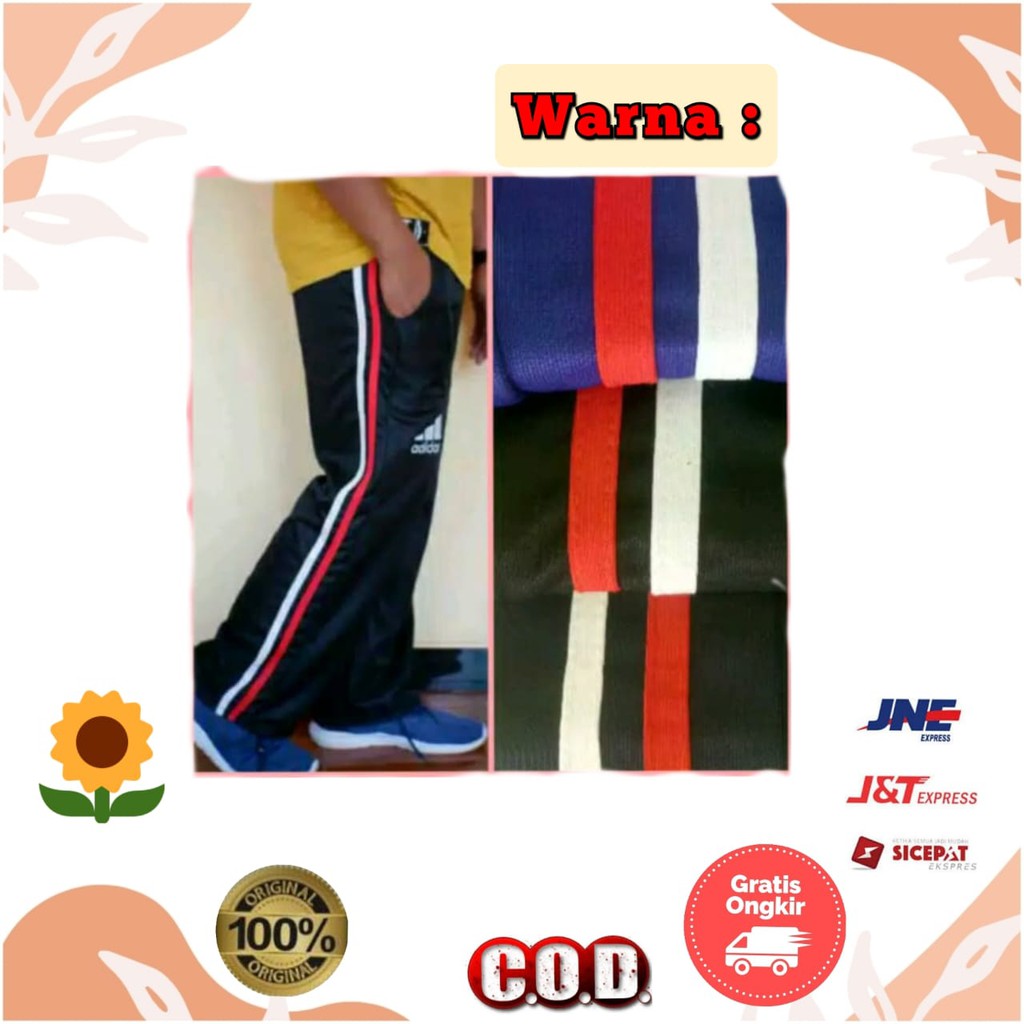 Celana Training Olahraga Pria wanita Training Panjang Sport Dewasa Harian Santai List Merah Putih