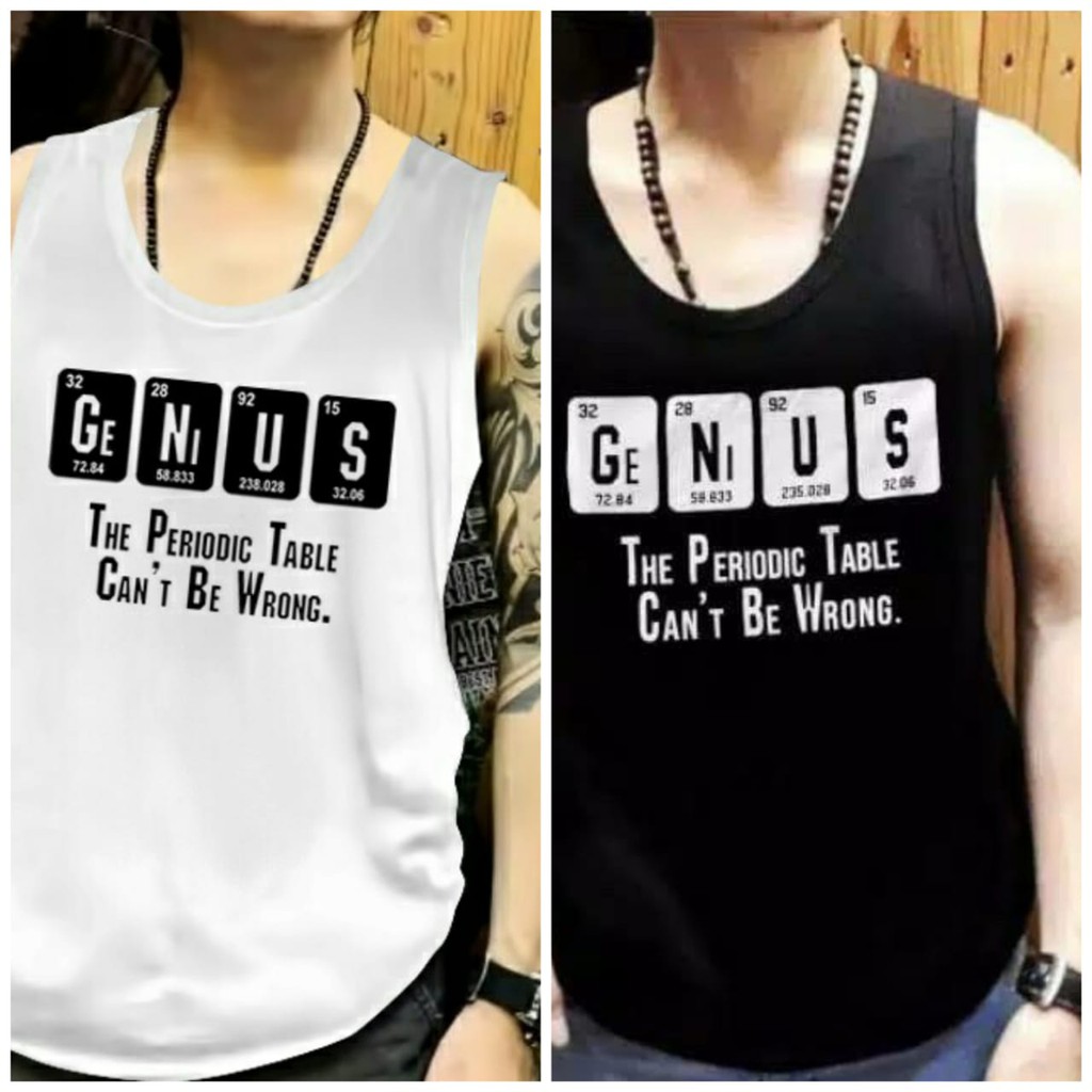 Cod- Singlet combed pria tulisan Genius ready ukuran M-L-XL-XXL