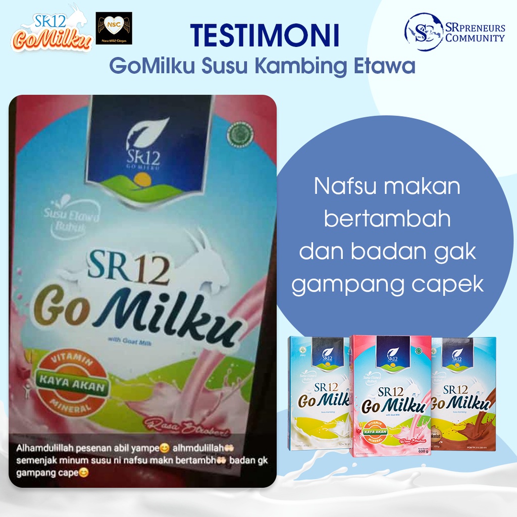 GOMILKU SUSU KAMBING ETAWA PREMIUM SR12 / BOOSTER ASI / MENYEHATKAN LAMBUNG / SUSU KAMBING BPOM