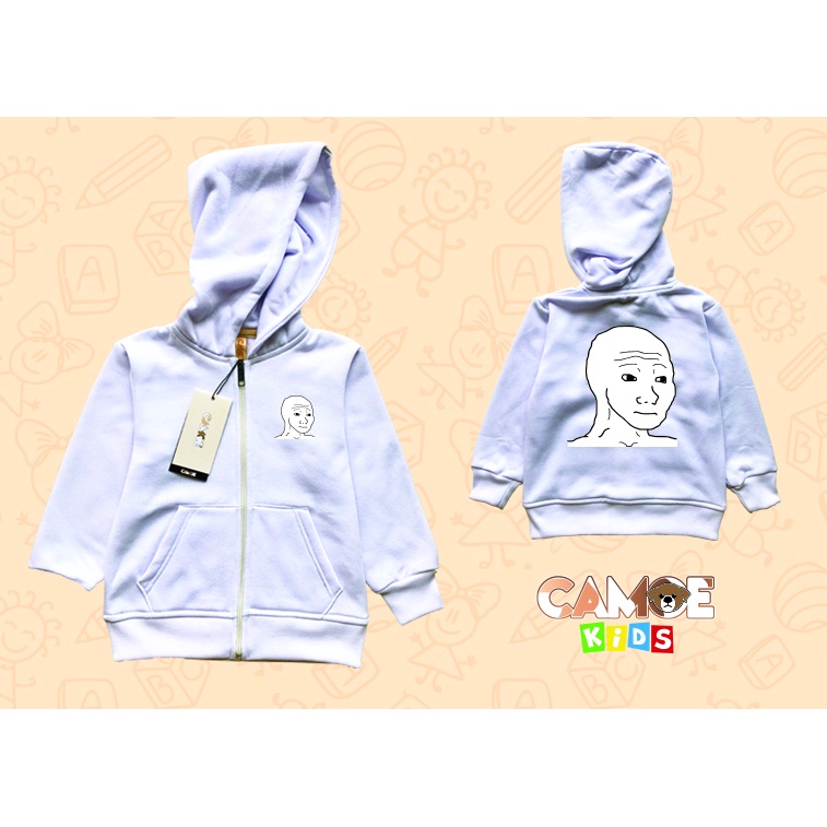 Jaket Hoodie Zipper Anak KIDS Crypto meme Wojak