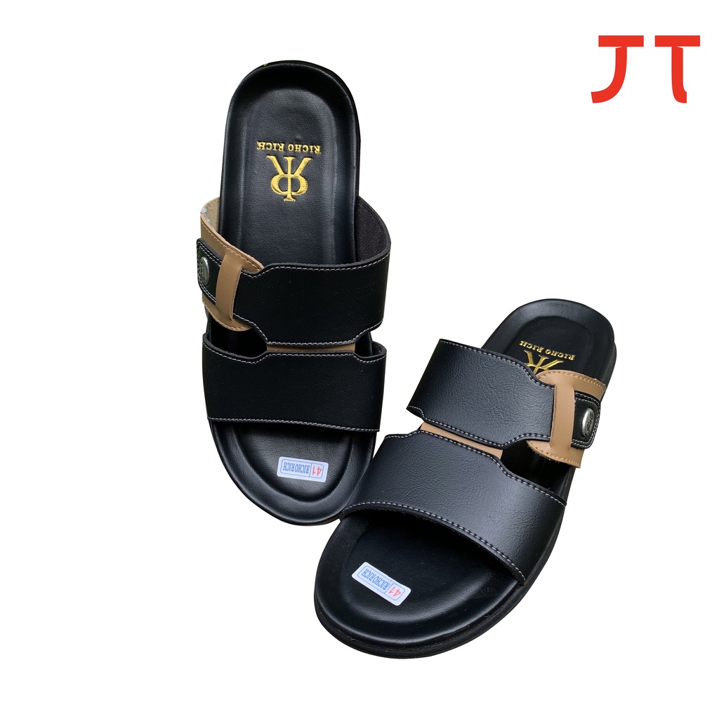 (BISA COD)Sandal Slop RICHORICH / Sandal Pria / Sandal Kulit Sintetis / Sandal Pria Slop