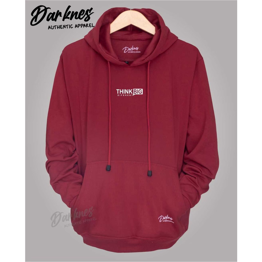 Jaket Hoodie Pria Cod Aesthetic Original Darkness Brand List THINK BIG Warna Merah Original Kachios Brand Distro Kota Bandung Terbaru Terpopuler Dan Terlaris Oversize Unisex