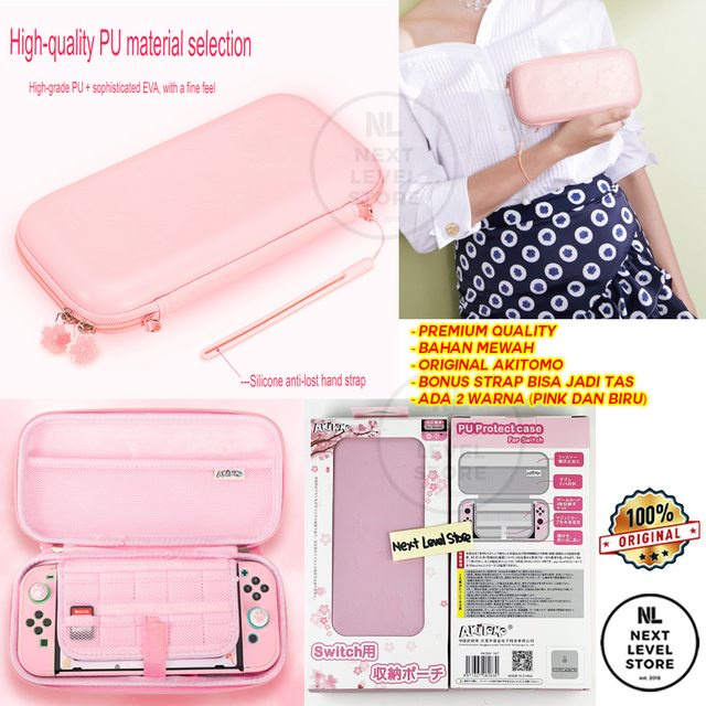 Premium Pouch Akitomo Nintendo Switch V1 V2 Lite Animal Crossing PINK AKSW-147