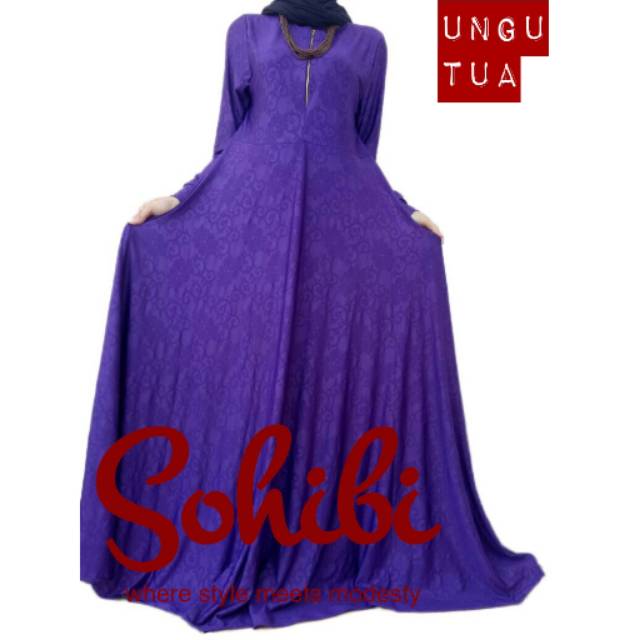 Gamis Jersey Embos Polos Ungu Tua Sohibi Friendly
