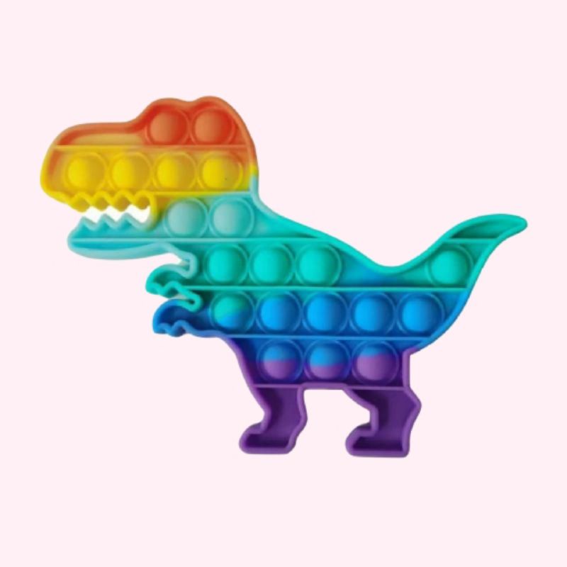 ready Banjarmasin fidget Pop It warna biasa/Pelangi its Mainan anak penghilang stres-Dino rainbow