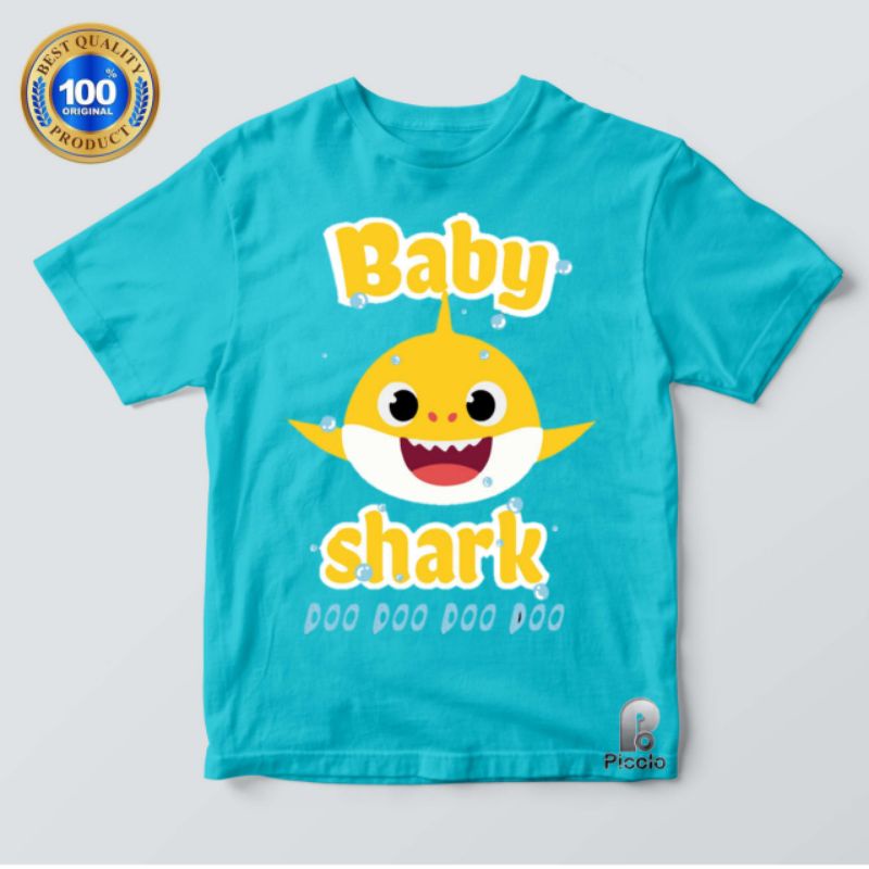 kaos anak motif anime lucu baby shark02 BISA pake nama anak cewe/laki-laki