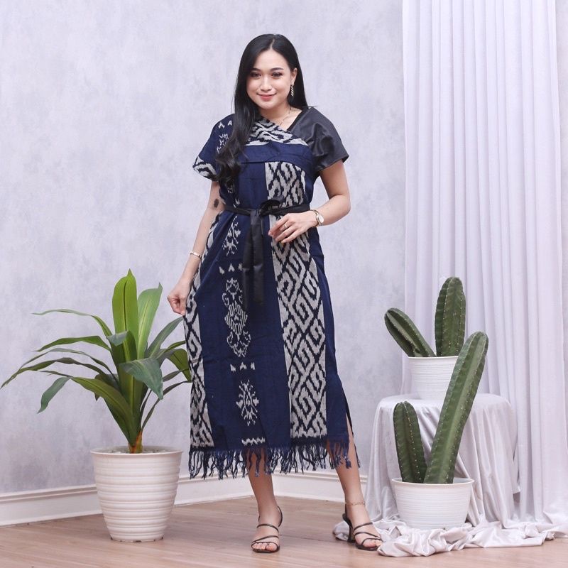 Aurora dress tenun troso, dress ethnic tenun troso 02