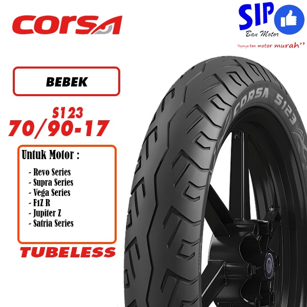 Ban motor bebek Corsa S123 70 90 17 tubeless Touring revo supra