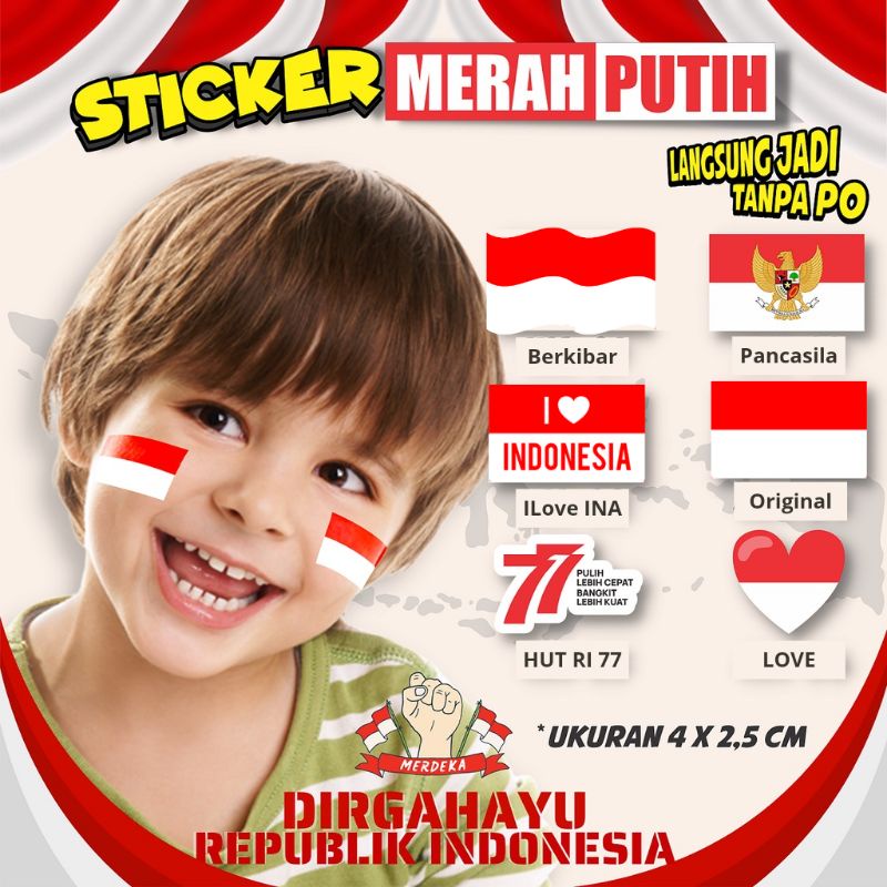 Jual 10pcs Stiker Pipi Hut Ri 77th Stiker Merah Putih Stiker Kemerdekaan Shopee Indonesia 5138