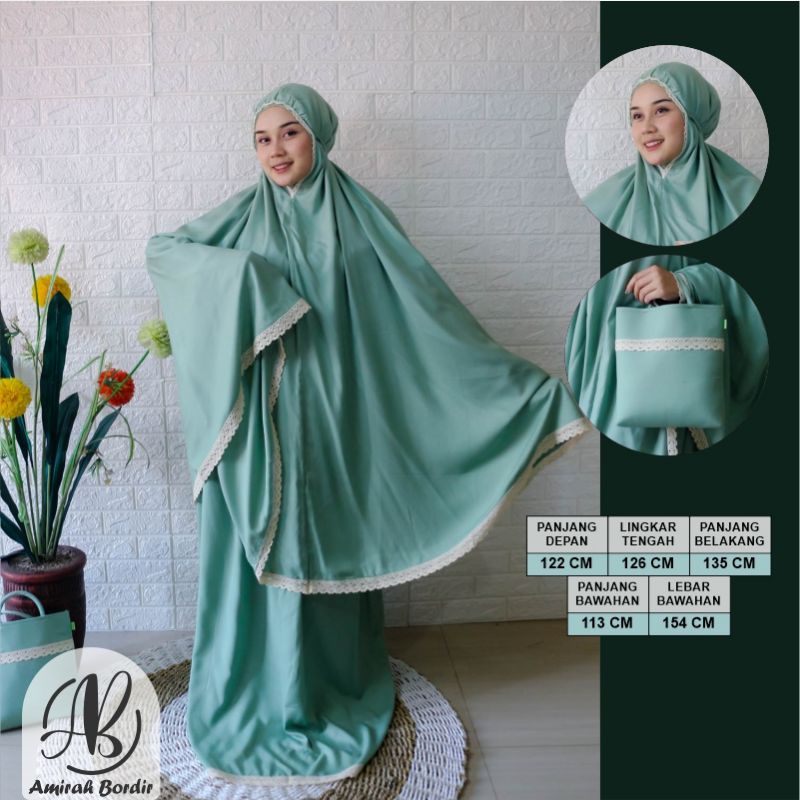 MUKENA JUMBO RAYON POLOS RENDA  MODEL TALI/ KARET