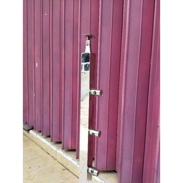 tiang railing tangga stainless kotak/tiang railing tangga hollow stainless, tiang railing tangga jar