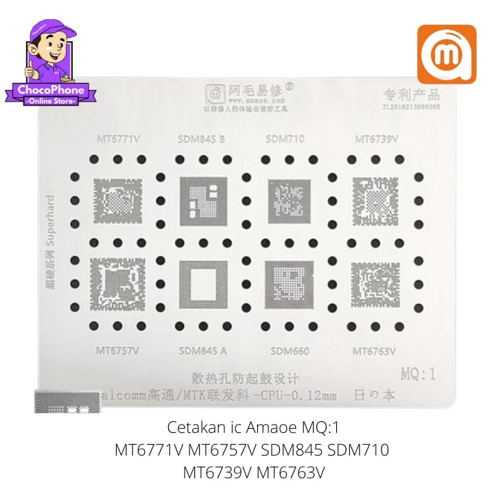 Cetakan Plat IC BGA CPU Amaoe MQ1 MT6771V SDM845 SDM710 MT6739V MT6757V SDM660 MT6763V MQ 1 Original
