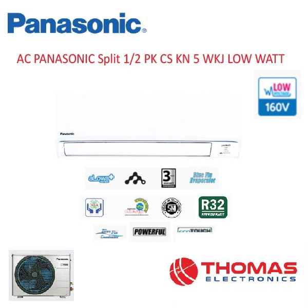 AC PANASONIC Low Watt 1/2 PK CS CU KN 5 WKJ Low Watt aLowa R32 GARANSI RESMI
