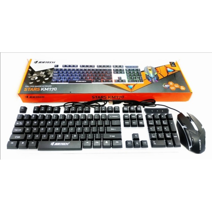 PAKET GAMING KEYBOARD MOUSE LED Jertech Stars KM170