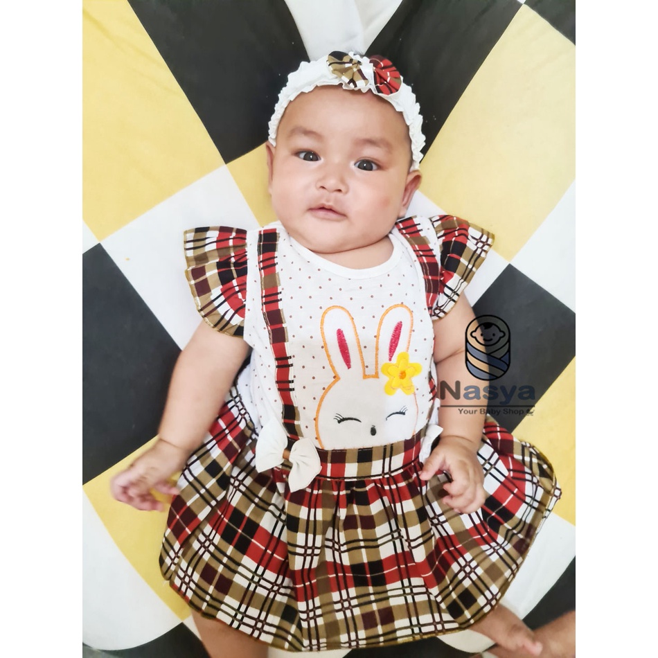 [P-033] Dress Bayi 0-6 Bulan (GRATIS Bandana) / Baju Anak Bayi Perempuan Bahan Kaos PE