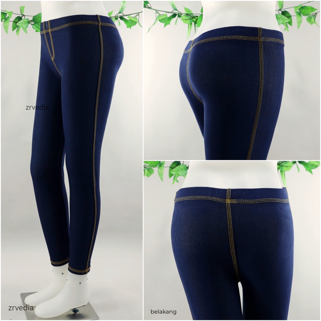 Legging Jeans uk Normal Tanpa Kantong / fit to L kecil Celana Panjang Polos Dewasa Jeans Tebal Ketat