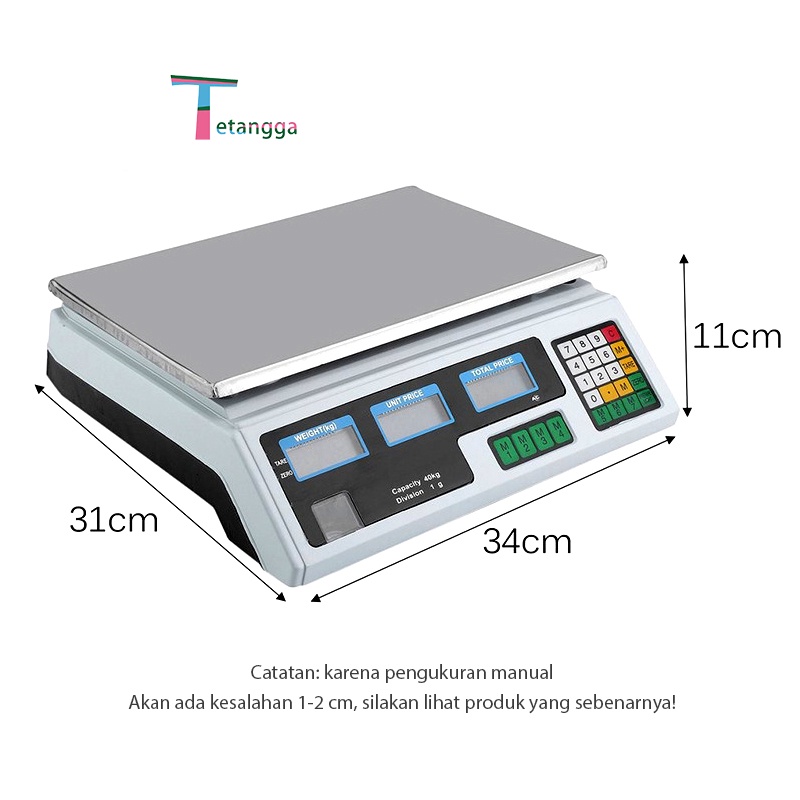 Timbangan Buah 40 Kg / Ccomputing Scale 40 Kg Double Display Digital Computing Scale