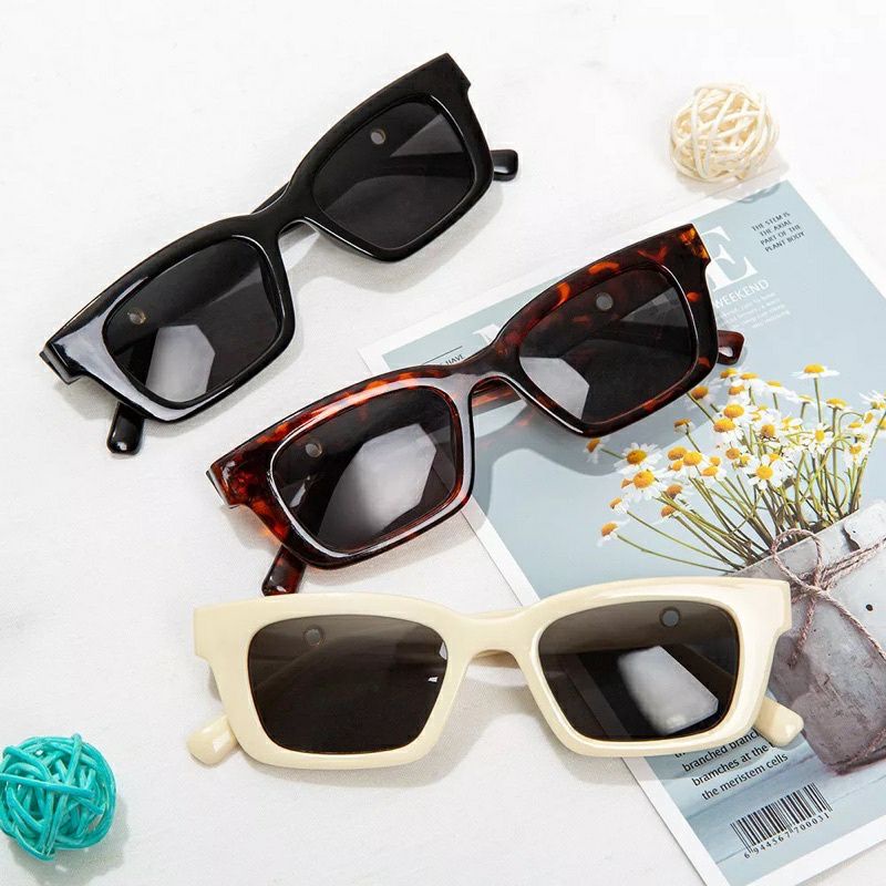 Kacamata Kotak Hitam Murah Korea Kacamata fashion Hitam Retro Gaya Sunglasses