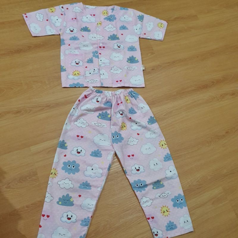 Baju tidur anak perempuan pyjamas baju celana panjang