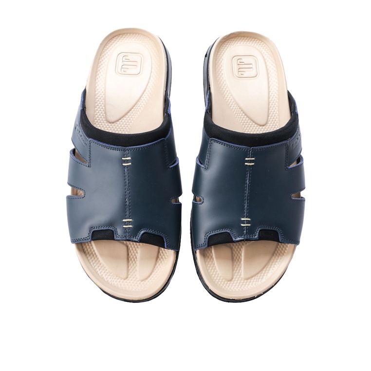 SANDAL CASUAL JIM JOKER PRIA ORIGINAL SLIDE KULIT BIRU NAVY JJ28