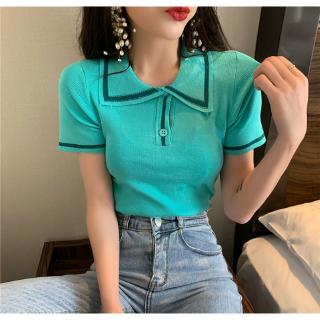 Ins Kaos  Polo  Model Lengan Pendek Gaya Korea Bahan Rajut 