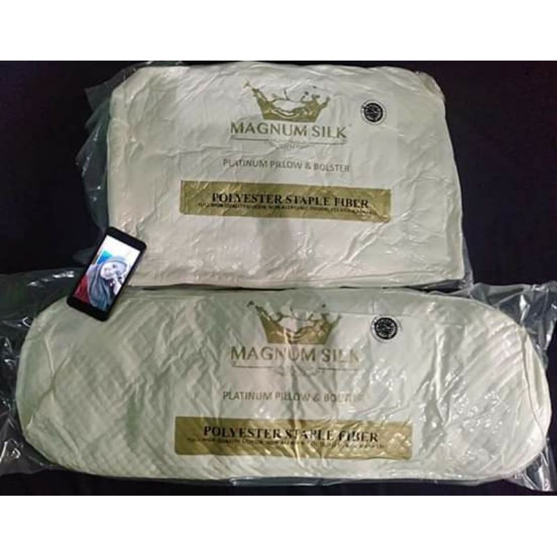 [2in1 JUMBO] PAKET ISI 1BANTAL &amp; 1GULING MAGNUM SILK JUMBO 1.200 GRAM