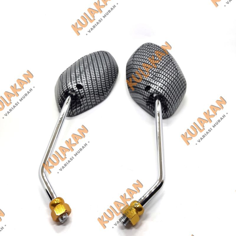 Spion Mio Beat Jupiter Karbon Carbon Tangkai Gagang Crom Krom Chrome Monel Gold Import Sepasang