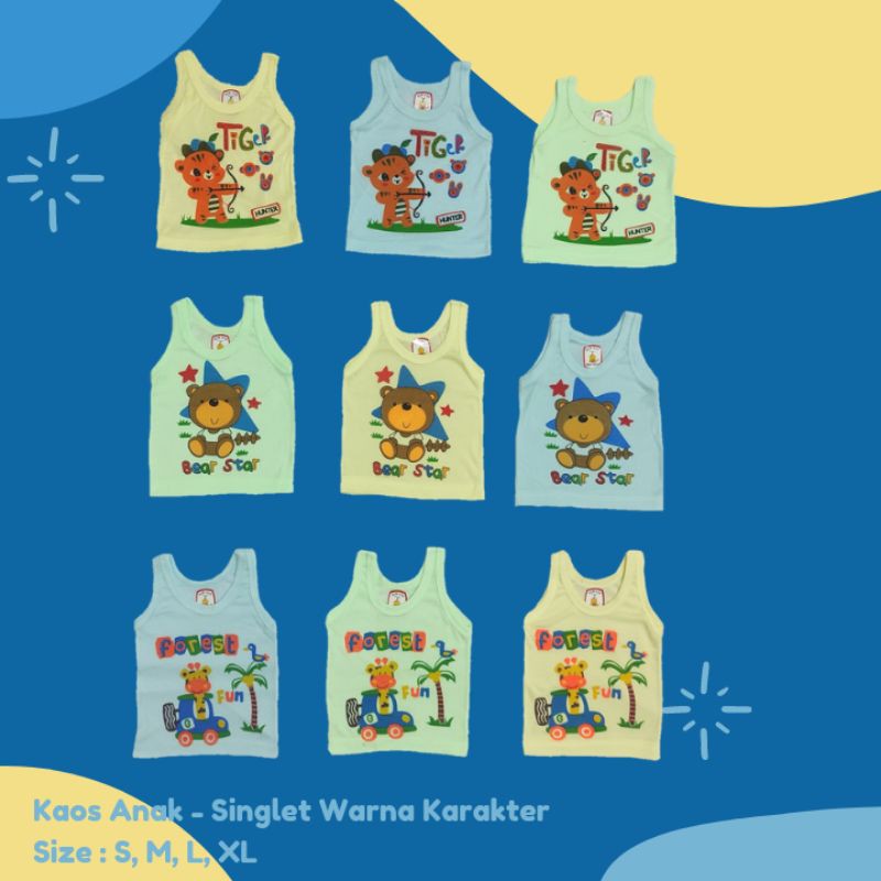 Baju Bayi Singlet warna sablon Kaos Kutang Bayi/Kaos Singlet Bayi/Kaos Dalam Bayi