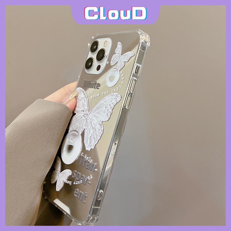 Soft Case Tpu Motif Kupu-Kupu Putih Untuk iPhone 11 XR 7Plus 8Plus X XS Max 12 13 11 Pro Max 7 8 SE 2020