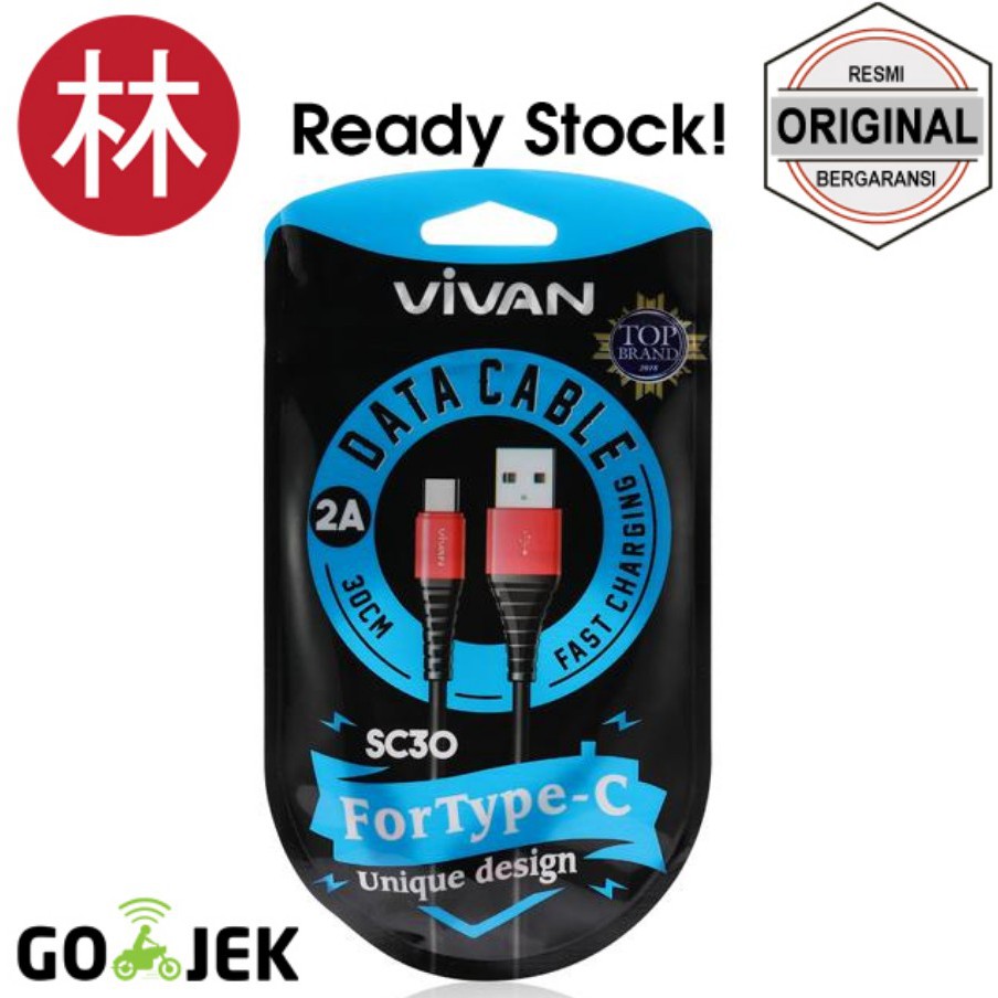 Vivan SC30 Data Cable for Type-C 30cm Red+Black