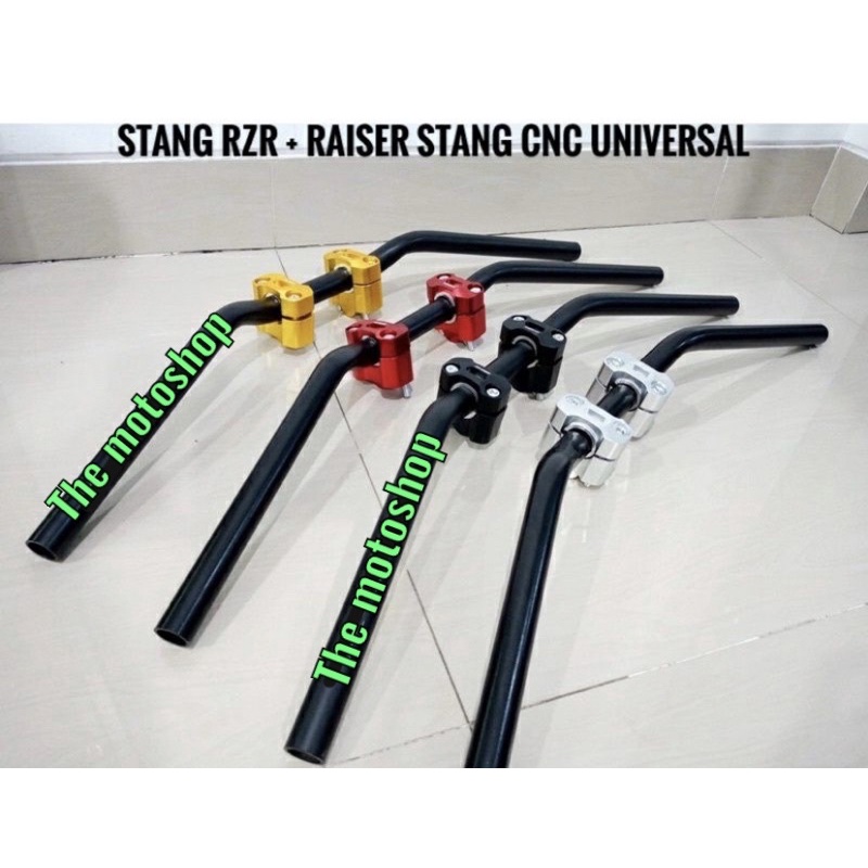 Stang RZR Custom Balap Roadrace Plus Raiser CNC Universal Motor Vixion CB150R Satria fu Mega Pro Paket Termurah