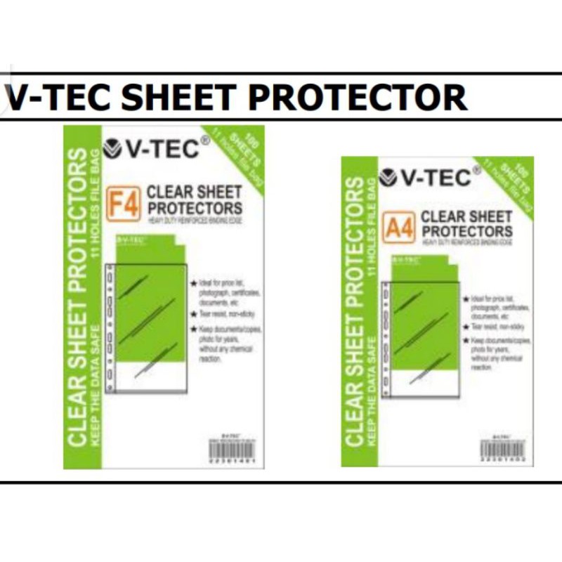 

V-TEC CLEAR SHEET PROTECTORS VT-303 F/C ISI 10