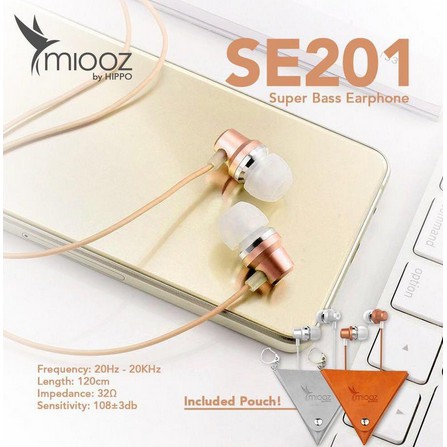 Earphone Hippo Miooz SE201 Super Bass with Microphone 100% ORIGINAL