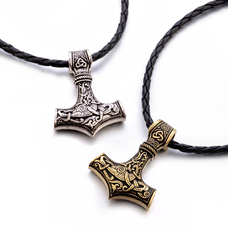 Kalung Liontin Gaya Punk Gothic Rock Hip-Hop Viking Untuk Pria