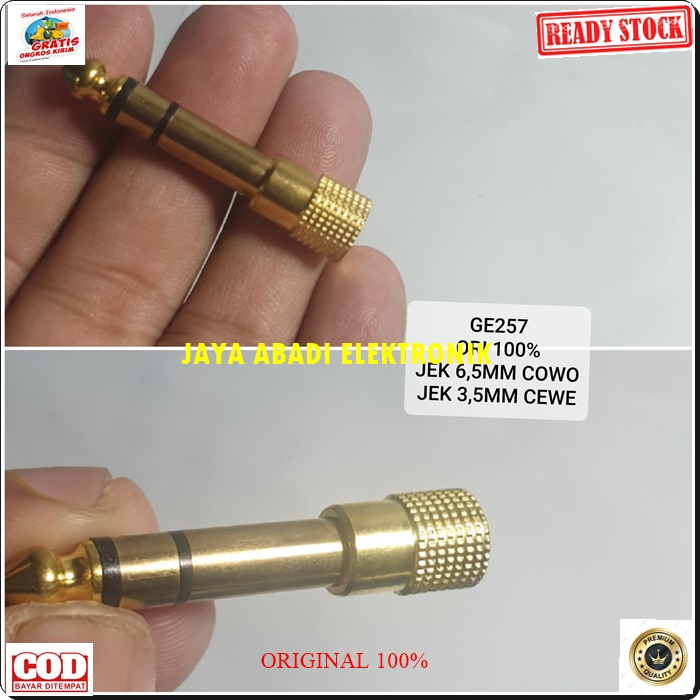 G257 ORIGINAL JACK 3.5 MM ADAPTER JEK 3,5 KONEKTOR SAMBUNGAN SPLITER AUDIO SPLITTER SOUND SUARA CONVERTER KONEKTOR MULTI UNIVERSAL MALE EXTENSION PENYAMBUNG HEADSET HEADPHONE FEMALE AUX DVD MALE AMPLI STEREO HEADSET HF BESI METAL KUNING GOLD G257  ORIGINA