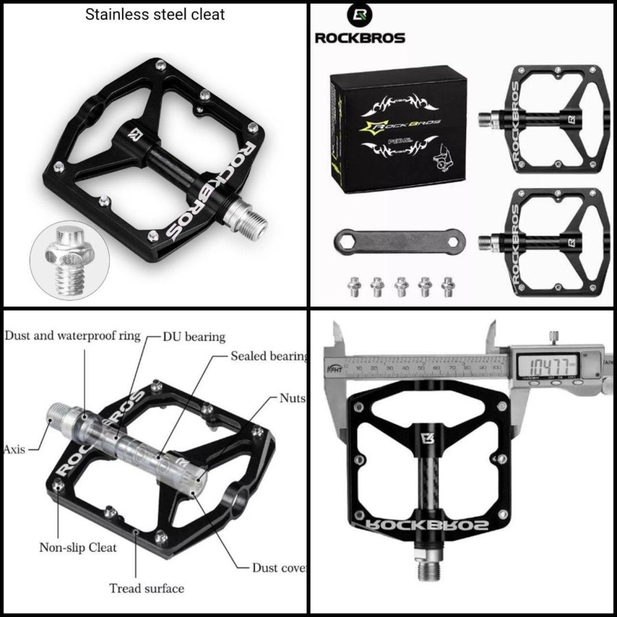 Pedal Sepeda Lipat ROCKBROS Bearing Aluminium Alloy Non Slip 2017-12E MTB Roadbike Aksesoris Sepeda OCEANMART OCEAN MART