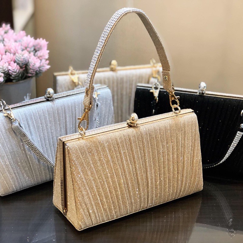 Tas Pesta CAMILLE Clutch Embellished Crystal Box