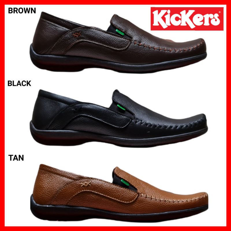 SEPATU KERJA KANTOR PRIA KICKERS ASLI KULIT / SEPATU PANTOFEL SLIP ON FORMAL COWOK / SEPATU MOCCASIN FORMAL / SEPATU WEDDING RESMI BISNIS