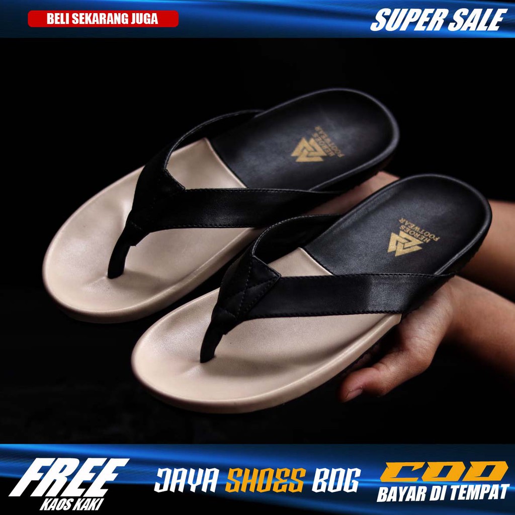 [COD]Sendal Pria Kekinian Distro Jepit Terbaru Kulit Pu Original Casual Surfing Nyaman Ringan