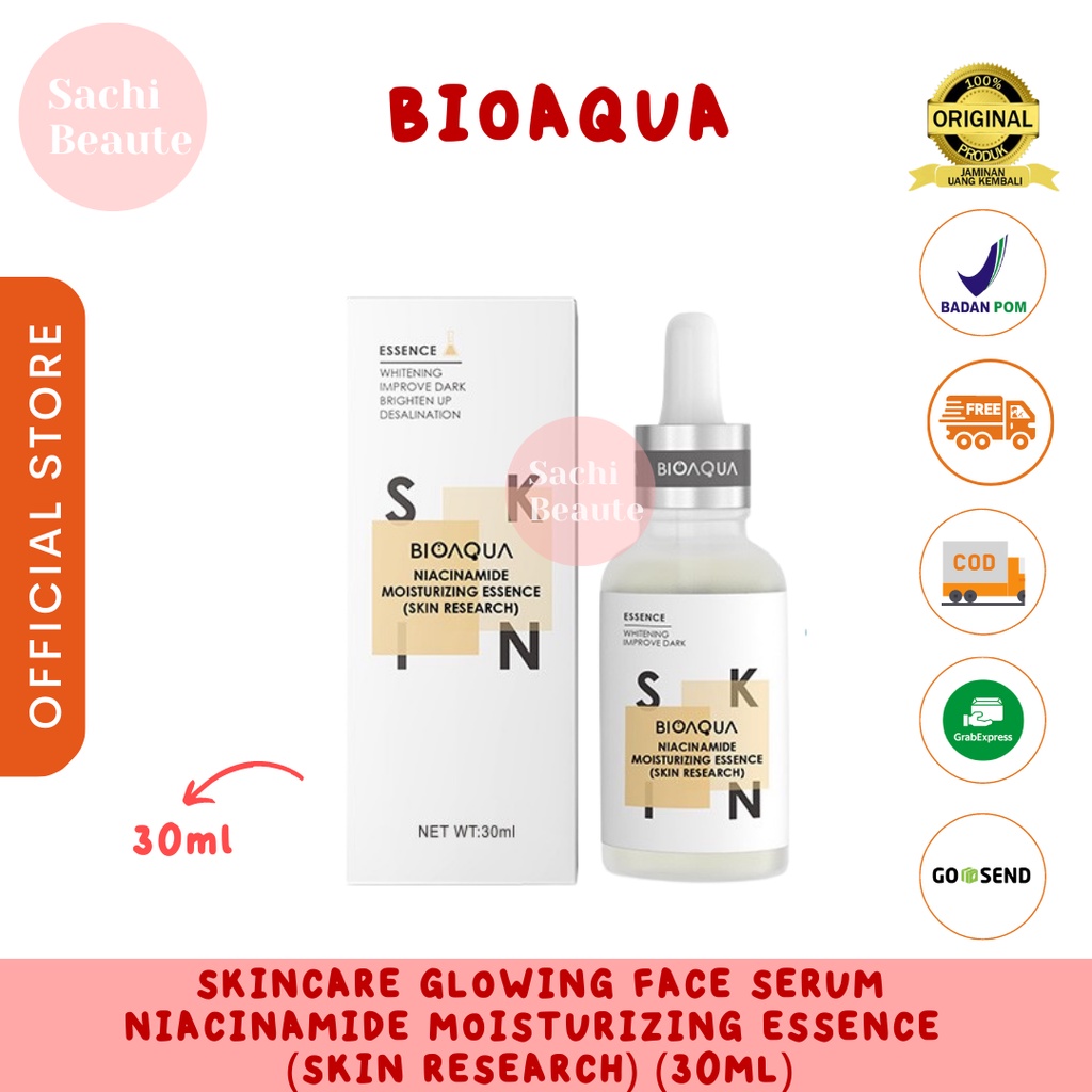 BioAqua Bio Aqua Niacinamide Serum Moisturizing Essence (Skin Research) 30ml/50ml Brightening Serum Penghilang Flek Hitam Serum Pemutih Wajah Mencerahkan