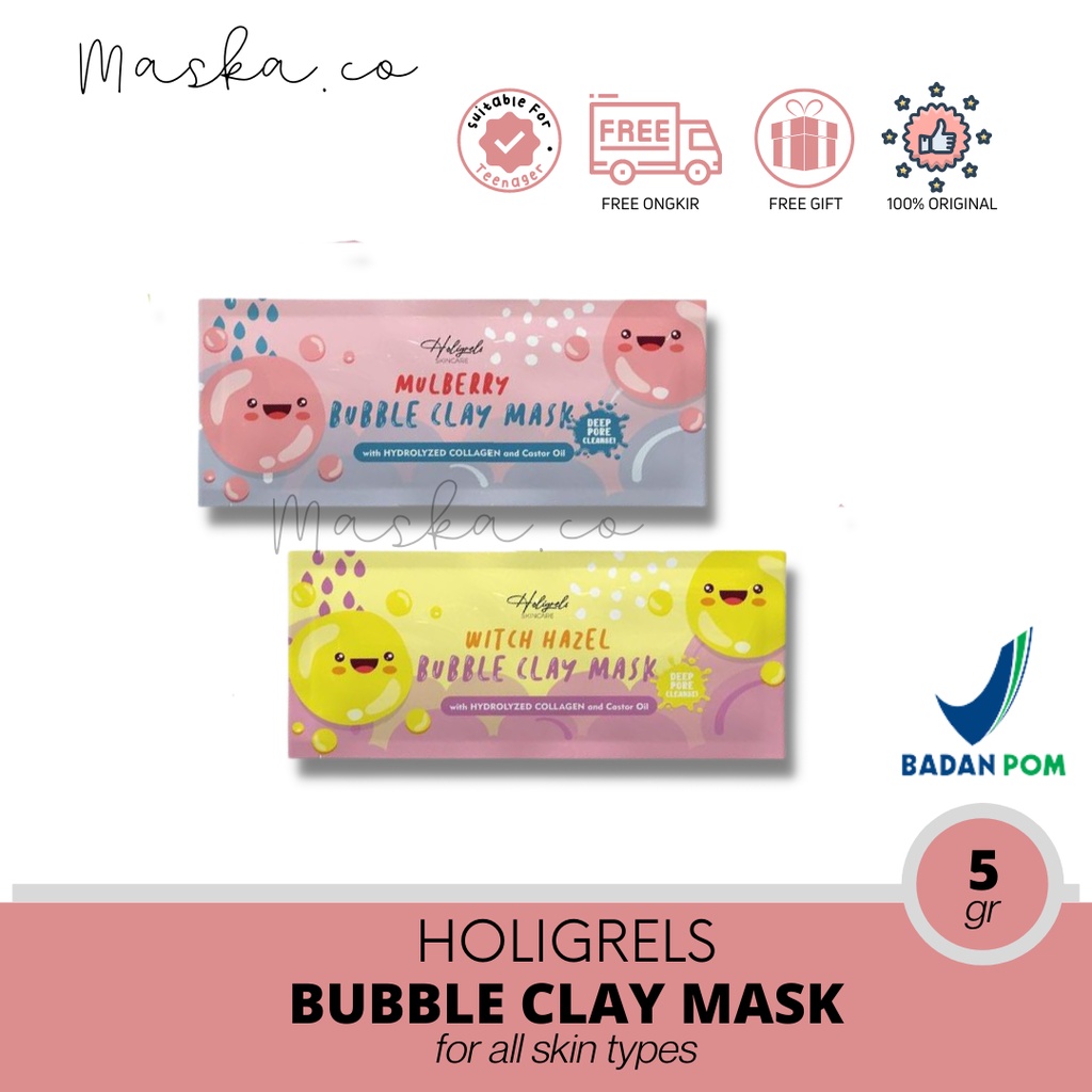 READY STOCK!! HOLIGRELS SKINCARE BUBBLE CLAY MASK 5gr