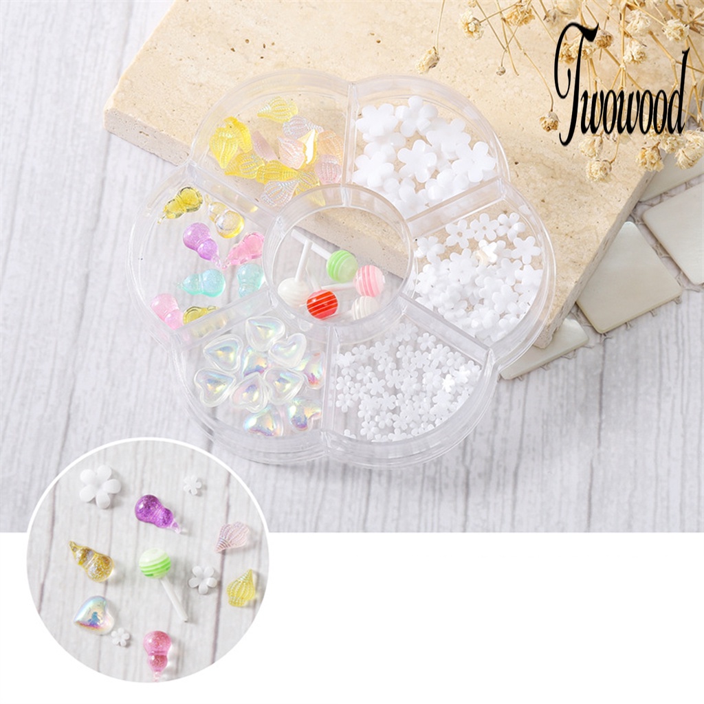 1 Kotak Ornamen Kuku Bentuk Kartun Beruang 3D Bahan Resin Untuk Nail Art