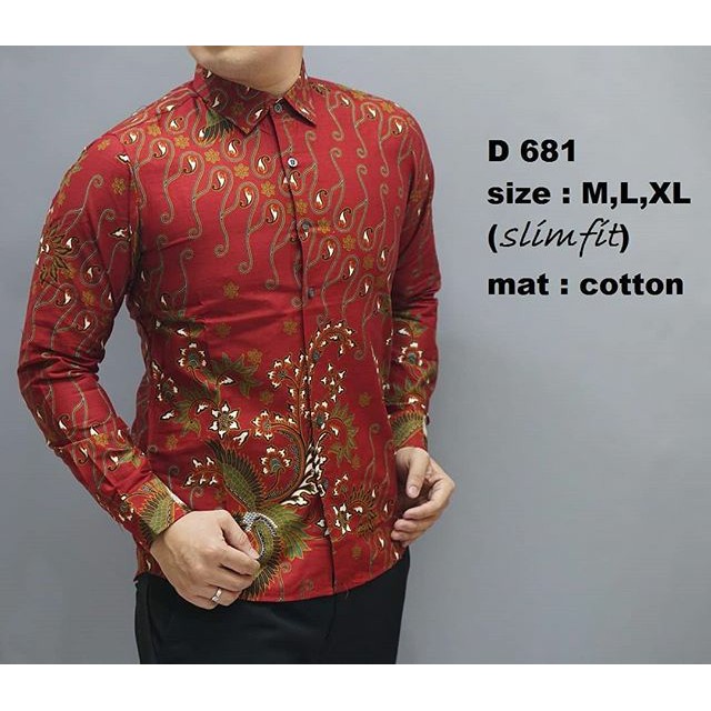 KEMEJA PRIA BATIK IMLEK MERAH / BATIK IMLEK MERAH PRIA D681