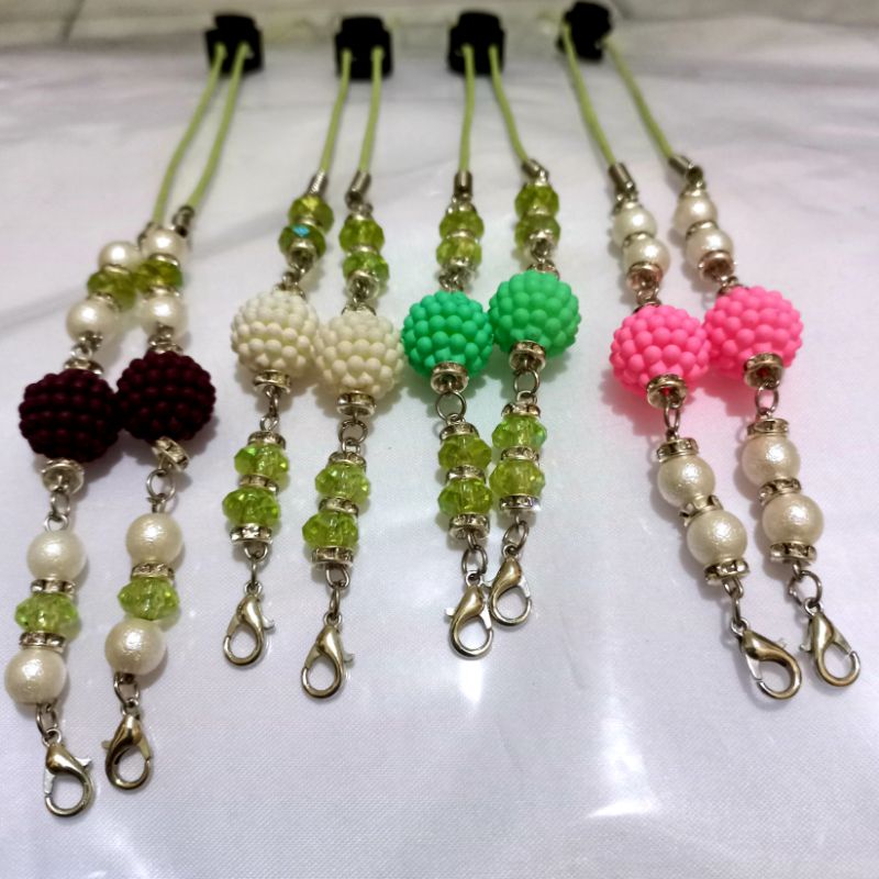 Konektor Hijab Tali Masker Mutiara,Pom-pom kristal/Tali gantungan masker